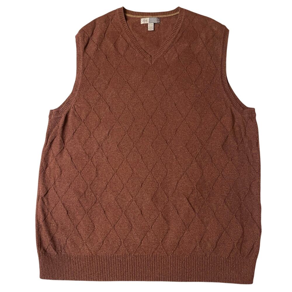 Joseph Abboud Brown Cotton Pullover Cozy Grandpa Vest V Neck XL Menswear